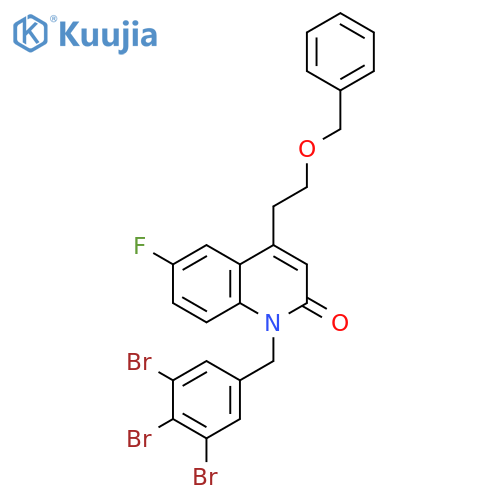 2(1H)-Quinolinone,6-fluoro-4-[2-(phenylmethoxy)ethyl]-1-[(3,4,5-tribromophenyl)methyl]- structure