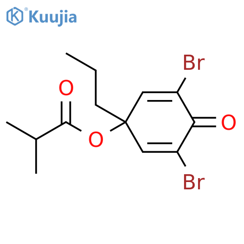 Propanoic acid, 2-methyl-, 3,5-dibromo-4-oxo-1-propyl-2,5-cyclohexadien-1-yl ester structure