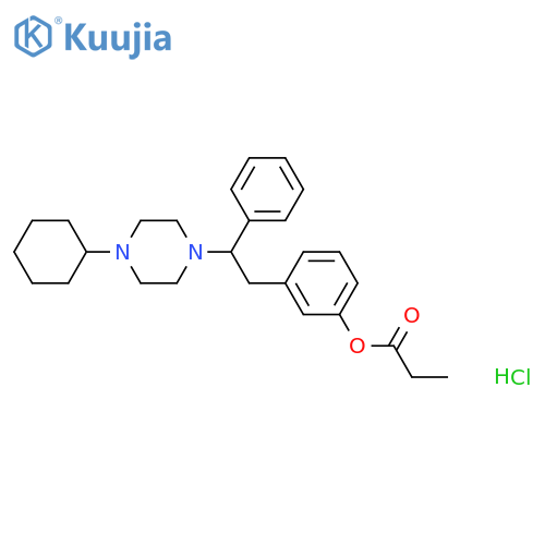 Phenol, 3-[2-(4-cyclohexyl-1-piperazinyl)-2-phenylethyl]-, 1-propanoate, hydrochloride (1:2) structure