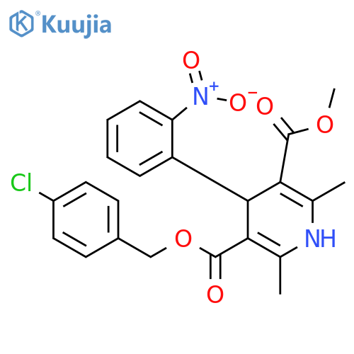 3,5-Pyridinedicarboxylic acid, 1,4-dihydro-2,6-dimethyl-4-(2-nitrophenyl)-, 3-[(4-chlorophenyl)methyl] 5-methyl ester structure