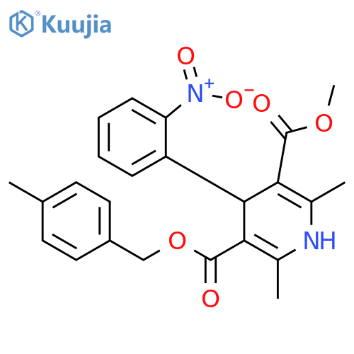 3,5-Pyridinedicarboxylic acid,1,4-dihydro-2,6-dimethyl-4-(2-nitrophenyl)-, 3-methyl5-[(4-methylphenyl)methyl] ester structure
