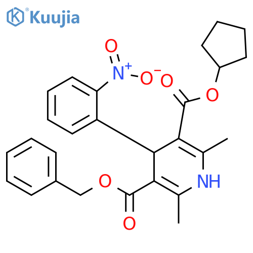 3,5-Pyridinedicarboxylic acid, 1,4-dihydro-2,6-dimethyl-4-(2-nitrophenyl)-, 3-cyclopentyl 5-(phenylmethyl) ester structure