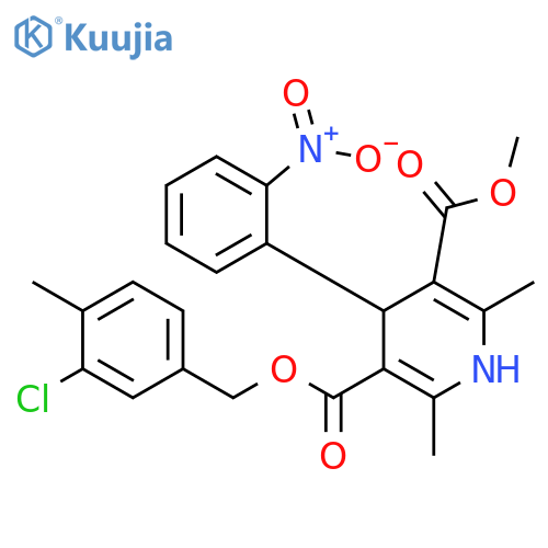 3,5-Pyridinedicarboxylic acid, 1,4-dihydro-2,6-dimethyl-4-(2-nitrophenyl)-, 3-[(3-chloro-4-methylphenyl)methyl] 5-methyl ester structure