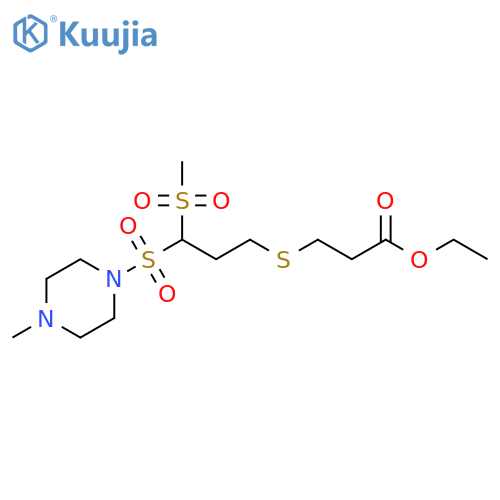 Propanoic acid,3-[[3-[(4-methyl-1-piperazinyl)sulfonyl]-3-(methylsulfonyl)propyl]thio]-,ethyl ester structure