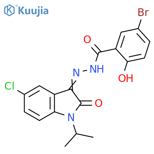 5-bromo-N'-(3E)-5-chloro-2-oxo-1-(propan-2-yl)-2,3-dihydro-1H-indol-3-ylidene-2-hydroxybenzohydrazide structure