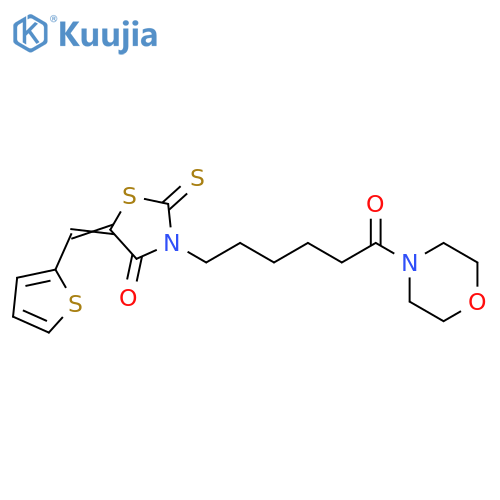 (5E)-3-6-(morpholin-4-yl)-6-oxohexyl-2-sulfanylidene-5-(thiophen-2-yl)methylidene-1,3-thiazolidin-4-one structure