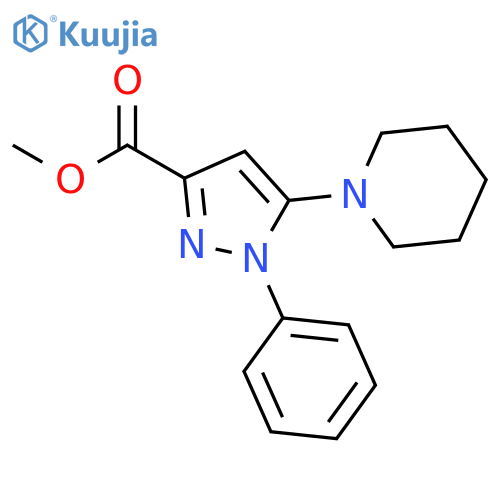 1H-Pyrazole-3-carboxylic acid, 1-phenyl-5-(1-piperidinyl)-, methyl ester structure