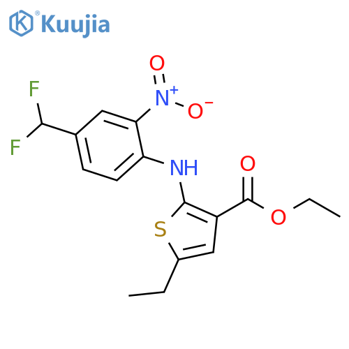 3-Thiophenecarboxylic acid,2-[[4-(difluoromethyl)-2-nitrophenyl]amino]-5-ethyl-, ethyl ester structure