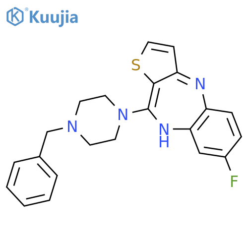 10-(4-benzylpiperazin-1-yl)-7-fluoro-9H-thieno[3,2-b][1,5]benzodiazepine structure