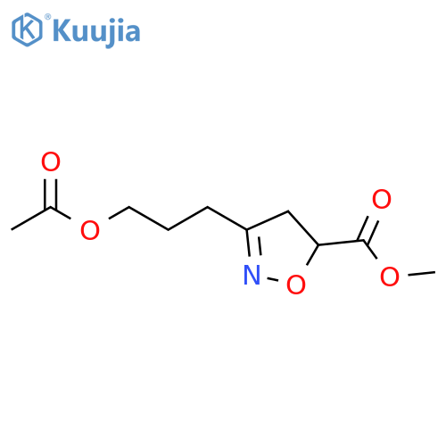 5-Isoxazolecarboxylic acid, 3-[3-(acetyloxy)propyl]-4,5-dihydro-, methylester structure