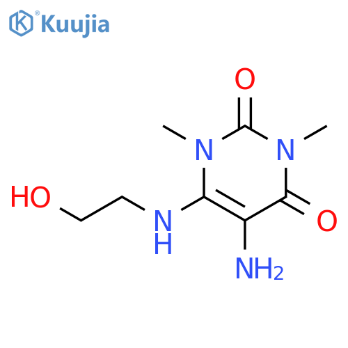 2,4(1H,3H)-Pyrimidinedione,5-amino-6-[(2-hydroxyethyl)amino]-1,3-dimethyl- structure