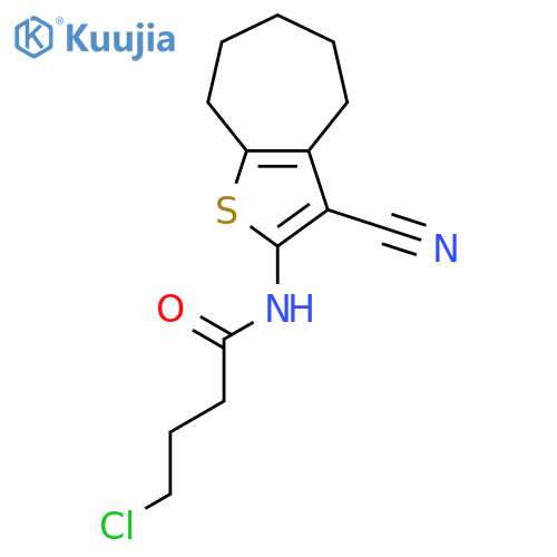 4-chloro-N-{3-cyano-4H,5H,6H,7H,8H-cycloheptabthiophen-2-yl}butanamide structure
