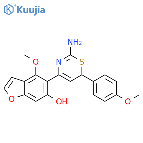 6-Benzofuranol,5-[2-amino-6-(4-methoxyphenyl)-6H-1,3-thiazin-4-yl]-4-methoxy- structure