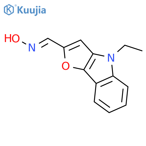 4H-Furo[3,2-b]indole-2-carboxaldehyde, 4-ethyl-, oxime structure