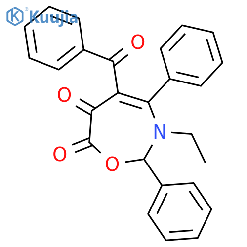 1,3-Oxazepine-6,7-dione, 5-benzoyl-3-ethyl-2,3-dihydro-2,4-diphenyl- structure