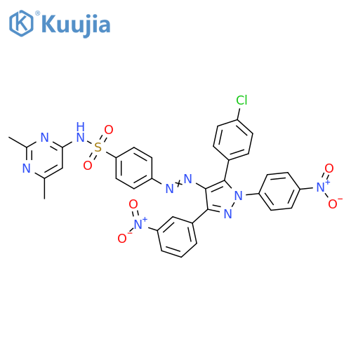 Benzenesulfonamide,4-[[5-(4-chlorophenyl)-3-(3-nitrophenyl)-1-(4-nitrophenyl)-1H-pyrazol-4-yl]azo]-N-(2,6-dimethyl-4-pyrimidinyl)- structure