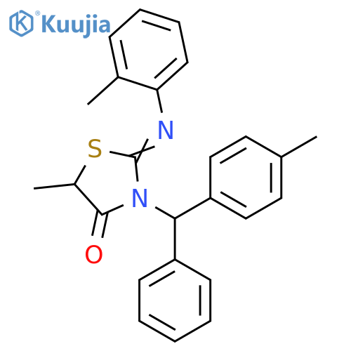 4-Thiazolidinone,5-methyl-2-[(2-methylphenyl)imino]-3-[(4-methylphenyl)phenylmethyl]- structure