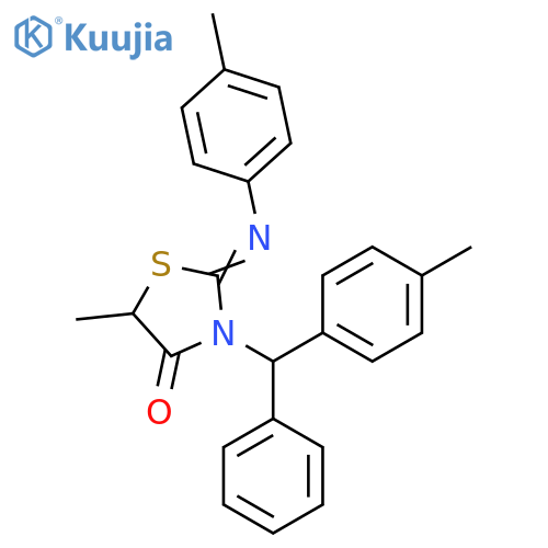 4-Thiazolidinone,5-methyl-2-[(4-methylphenyl)imino]-3-[(4-methylphenyl)phenylmethyl]- structure