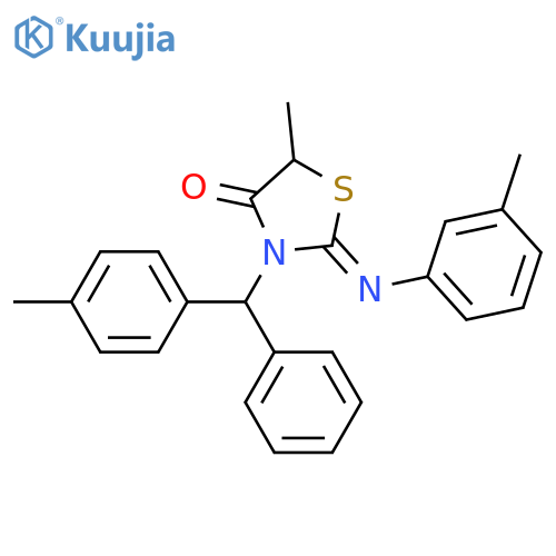 4-Thiazolidinone,5-methyl-2-[(3-methylphenyl)imino]-3-[(4-methylphenyl)phenylmethyl]- structure