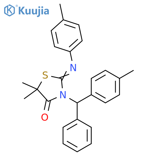 4-Thiazolidinone,5,5-dimethyl-2-[(4-methylphenyl)imino]-3-[(4-methylphenyl)phenylmethyl]- structure