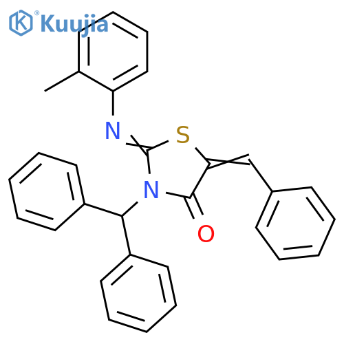 4-Thiazolidinone,3-(diphenylmethyl)-2-[(2-methylphenyl)imino]-5-(phenylmethylene)- structure