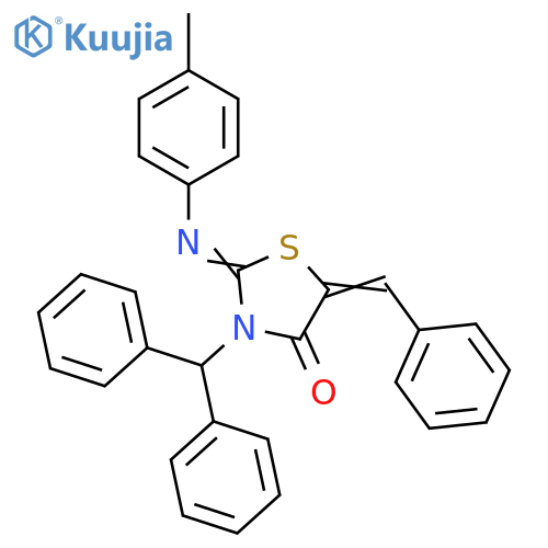 4-Thiazolidinone,3-(diphenylmethyl)-2-[(4-methylphenyl)imino]-5-(phenylmethylene)- structure