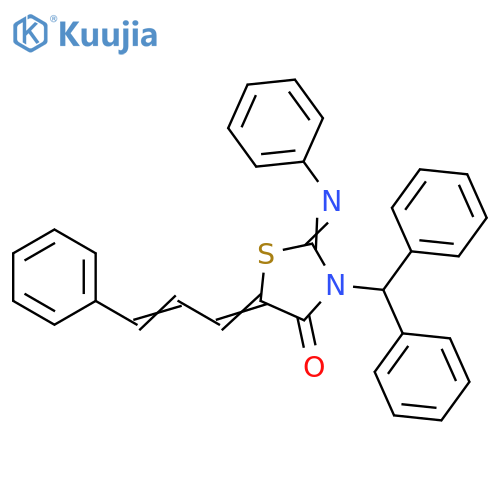 4-Thiazolidinone,3-(diphenylmethyl)-2-(phenylimino)-5-(3-phenyl-2-propenylidene)- structure