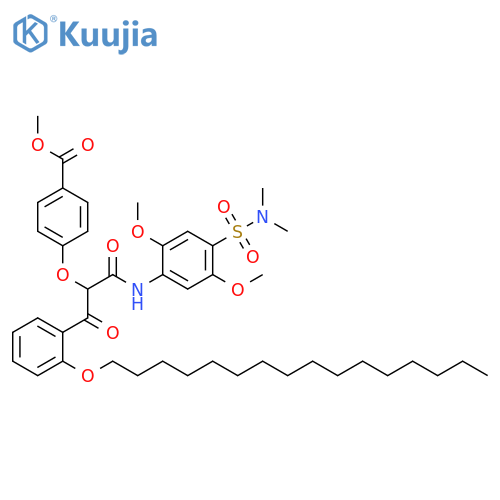 Benzoic acid, 4-[1-[[[4-[(dimethylamino)sulfonyl]-2,5-dimethoxyphenyl]amino]carbonyl]-2-[2-(hexadecyloxy)phenyl]-2-oxoethoxy]-, methyl ester structure