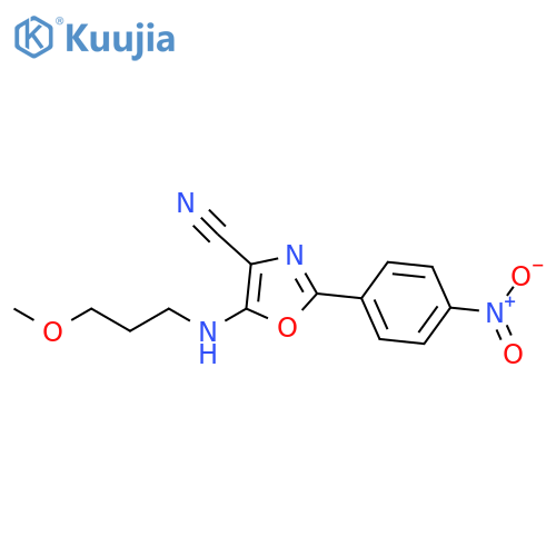 5-[(3-methoxypropyl)amino]-2-(4-nitrophenyl)-1,3-oxazole-4-carbonitrile structure
