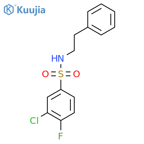 3-chloro-4-fluoro-N-(2-phenylethyl)benzene-1-sulfonamide structure