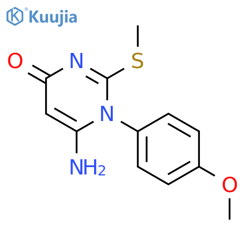 6-amino-1-(4-methoxyphenyl)-2-(methylsulfanyl)-1,4-dihydropyrimidin-4-one structure