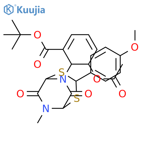 1,3-Cyclohexadiene-1-carboxylic acid, 5-(acetyloxy)-6-[3-(4-methoxyphenyl)-8-methyl-7,9-dioxo-2,4-dithia-6,8-diazabicyclo[3.2.2]non-6-yl]-, 1,1-dimethylethyl ester structure