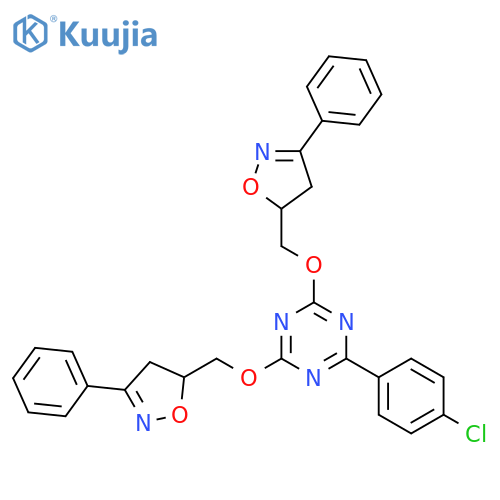 1,3,5-Triazine,2-(4-chlorophenyl)-4,6-bis[(4,5-dihydro-3-phenyl-5-isoxazolyl)methoxy]- structure