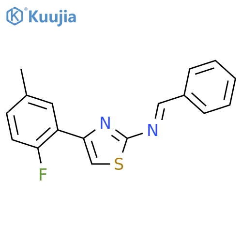 2-Thiazolamine, 4-(2-fluoro-5-methylphenyl)-N-(phenylmethylene)- structure