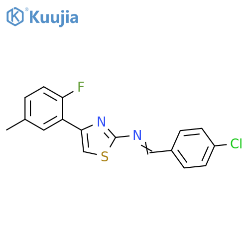 2-Thiazolamine,N-[(4-chlorophenyl)methylene]-4-(2-fluoro-5-methylphenyl)- structure
