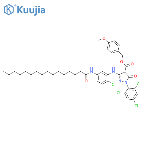 1H-Pyrazole-4-carboxylic acid,3-[[2-chloro-5-[(1-oxohexadecyl)amino]phenyl]amino]-4,5-dihydro-5-oxo-1-(2,4,6-trichlorophenyl)-, (4-methoxyphenyl)methyl ester structure