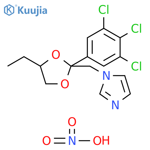 1H-Imidazole, 1-[[4-ethyl-2-(3,4,5-trichlorophenyl)-1,3-dioxolan-2-yl]methyl]-, nitrate (1:1) structure