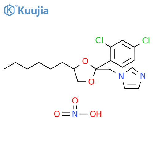 1H-Imidazole, 1-[[2-(2,4-dichlorophenyl)-4-hexyl-1,3-dioxolan-2-yl]methyl]-, nitrate (1:1) structure