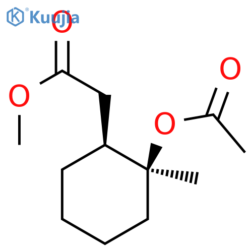 Cyclohexaneacetic acid, 2-(acetyloxy)-2-methyl-, methyl ester, trans- structure