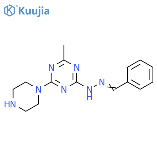 Benzaldehyde, [4-methyl-6-(1-piperazinyl)-1,3,5-triazin-2-yl]hydrazone structure