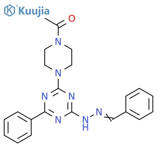Piperazine,1-acetyl-4-[4-phenyl-6-[(phenylmethylene)hydrazino]-1,3,5-triazin-2-yl]- structure