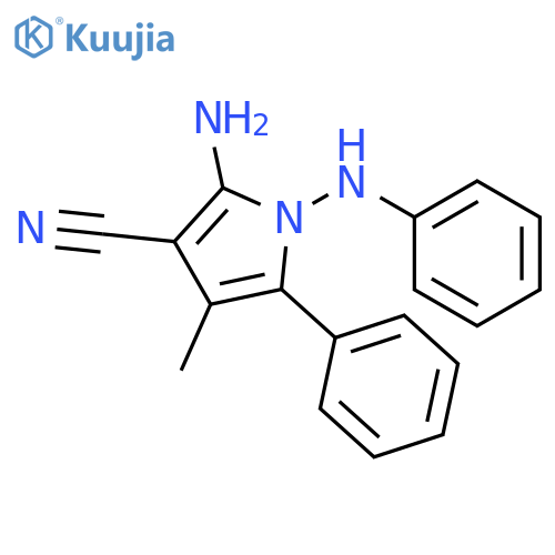 1H-Pyrrole-3-carbonitrile, 2-amino-4-methyl-5-phenyl-1-(phenylamino)- structure
