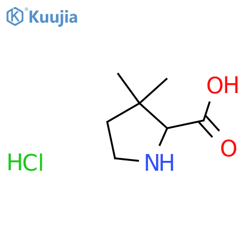 3,3-dimethylpyrrolidine-2-carboxylic acid hydrochloride structure