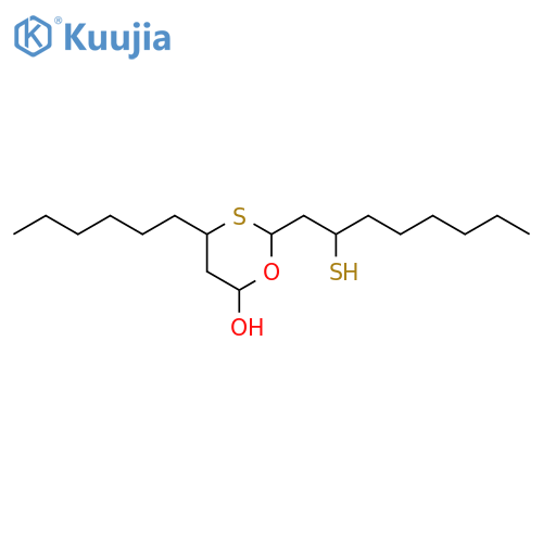 4H-1,3-Oxathiin-6-ol, 4-hexyldihydro-2-(2-mercaptooctyl)- structure
