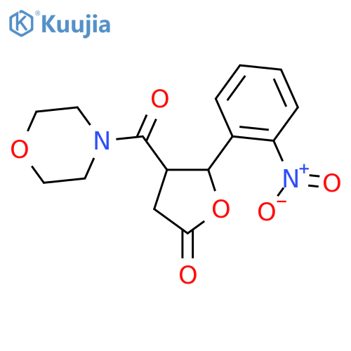 Morpholine, 4-[[tetrahydro-2-(2-nitrophenyl)-5-oxo-3-furanyl]carbonyl]- structure