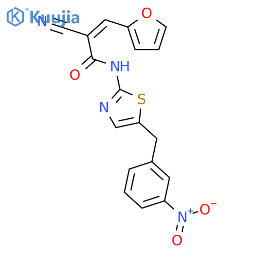 2-cyano-3-furan-2-yl-N-[5-(3-nitrobenzyl)-1,3-thiazol-2-yl]prop-2-enamide structure