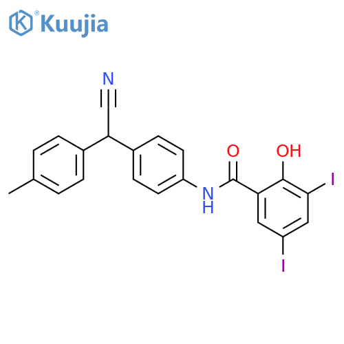 Benzamide,N-[4-[cyano(4-methylphenyl)methyl]phenyl]-2-hydroxy-3,5-diiodo- structure