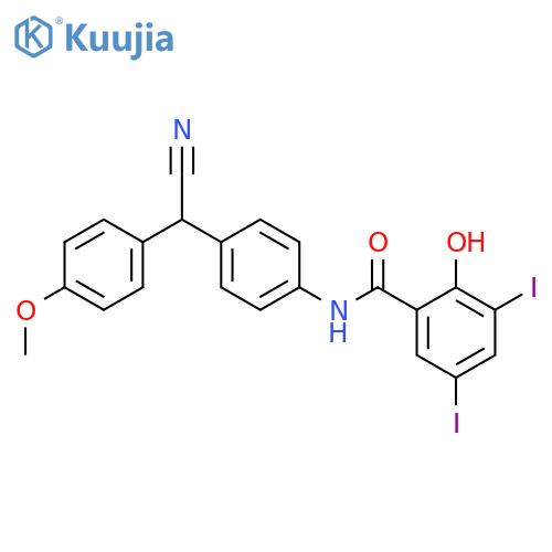 Benzamide,N-[4-[cyano(4-methoxyphenyl)methyl]phenyl]-2-hydroxy-3,5-diiodo- structure