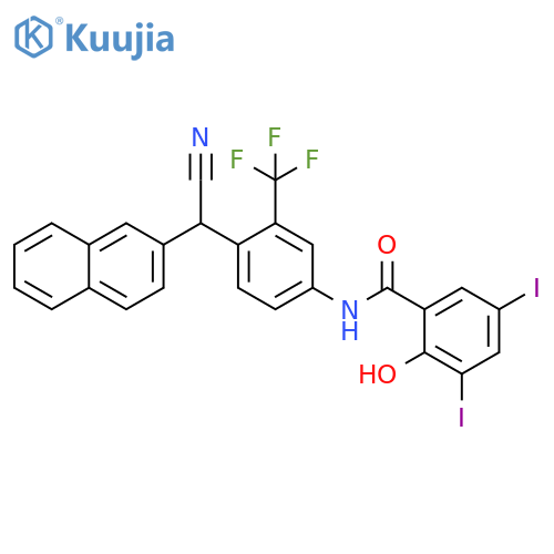 Benzamide,N-[4-(cyano-2-naphthalenylmethyl)-3-(trifluoromethyl)phenyl]-2-hydroxy-3,5-diiodo- structure