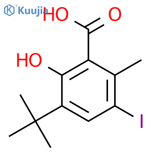 Benzoic acid, 3-(1,1-dimethylethyl)-2-hydroxy-5-iodo-6-methyl- structure